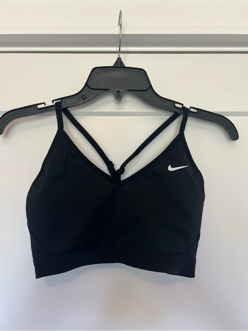 Nike Black Crossback Sports Bra with White Swoosh